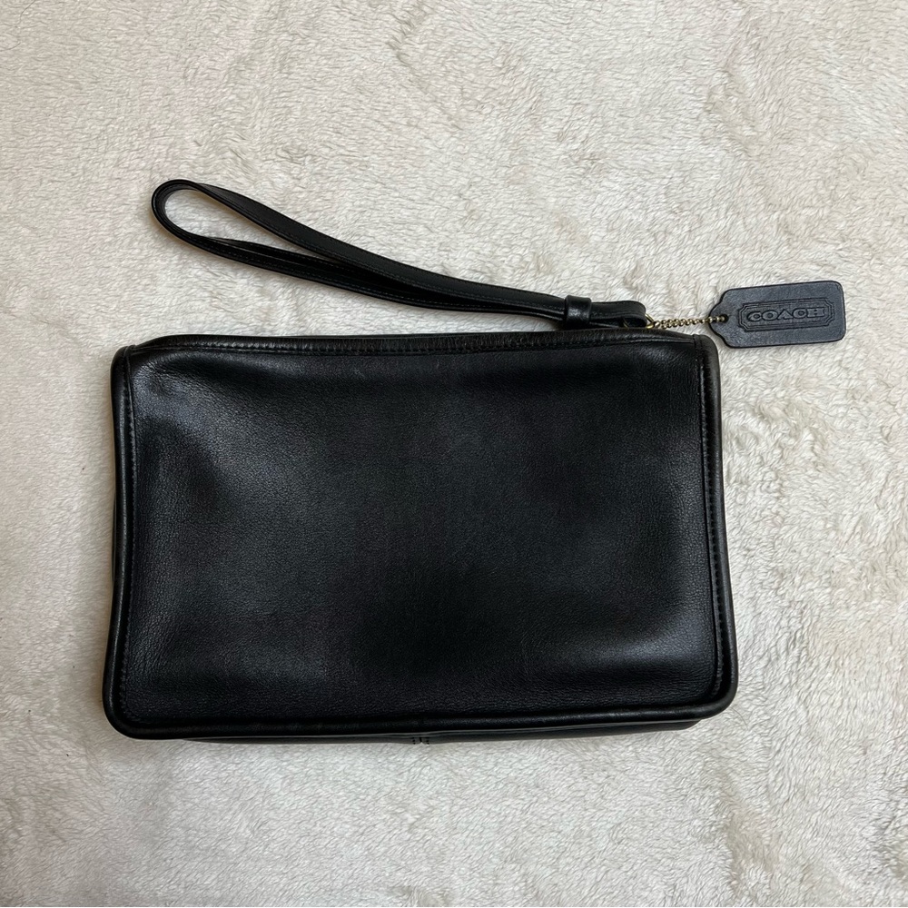 Vintage Coach Zip Top Carry All Leather Clutch 9972